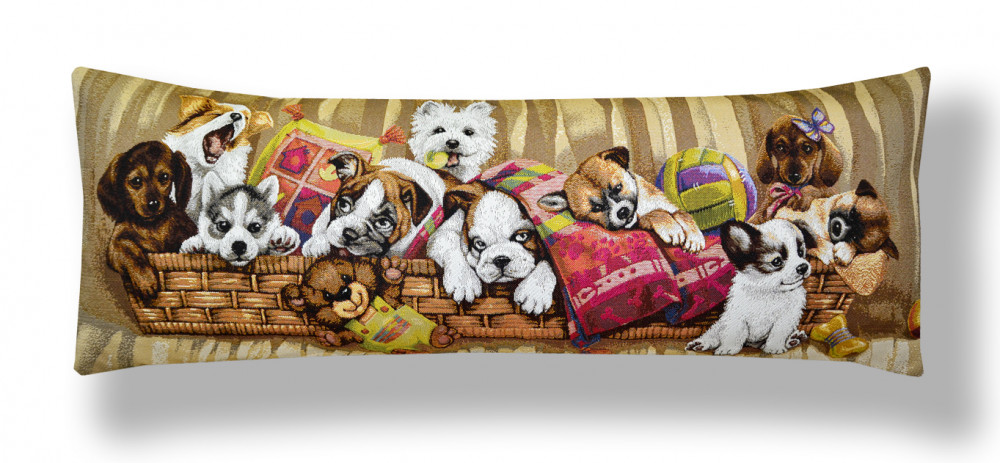 Игривые щенки в корзине