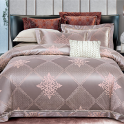 Постельное бельё из сатин-жаккарда 2 спальное европростыня 4 наволочки - СЖ-14(темно бежевый)