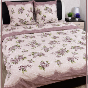 Постельное белье из Шуйской бязи 2 спальное с евро простыней - Букетики коричневые 20523-1