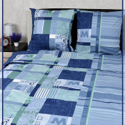 Постельное белье из Шуйской бязи 1,5 спальное - Гуднайт синий 20605-2