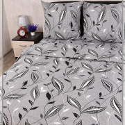 Постельное белье из Шуйской бязи 1,5 спальное - Лиана серая 21772-1