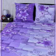 Постельное белье из Шуйской бязи 1,5 спальное - Лилия фиолетовый 8578-1