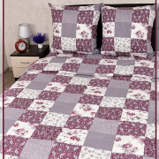 Постельное белье из Шуйской бязи 1,5 спальное - Пэчворк бордовый 9909-1