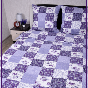 Постельное белье из Шуйской бязи 1,5 спальное - Пэчворк фиолетовый 9909-2