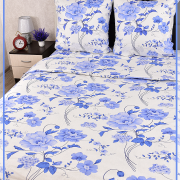 Постельное белье из Шуйской бязи 1,5 спальное - Пион голубой 7255-3