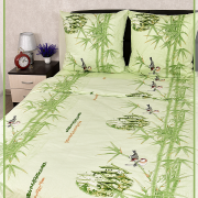 Постельное белье из Шуйской бязи 2 спальное - Птичка на бамбуке 8147-1