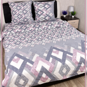 Постельное белье из Шуйской бязи 2 спальное б/ш - Ромб серо-розовый 21579-1