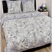 Постельное белье из Шуйской бязи 2 спальное с евро простыней - Загадочный сад 21919-1