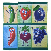 Махровое полотенце 30х50 - Салфетка мирофибра Веселые фрукты