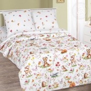 Детское постельное белье из поплина 1,5 спальное - Лесные друзья