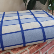 Одеяло байковое 140*205 - 80% хлопка бело-голубая клетка с синим 1