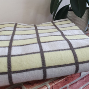 Одеяло байковое 140*205 - 80% хлопка бело-желто-коричневая клетка