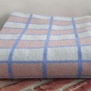 Одеяло байковое 140*205 - 80% хлопка бело-сине-террактовая клетка