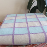 Одеяло байковое 140*205 - 80% хлопка бело-сиреневая клетка с голубым 1
