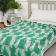 Одеяло байковое 220*205 - Жаккард зеленый Перья