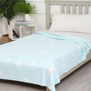 Одеяло байковое 140*205 - С принтом Звезды цвет голубой