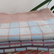 Детское байковое одеяло 100*140 - 80% хлопка оранжево-бордово-голубой микс