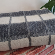 Одеяло шерстяное 50% 140*205 - Бежево-серая клетка 6 О-1