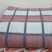 Одеяло шерстяное 50% 140*205 - Бело-серо-бургундия клетка О-2