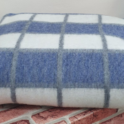 Одеяло шерстяное 50% 140*205 - Бело-серо-джинс клетка О-2