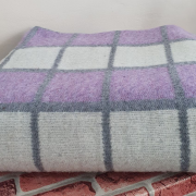 Одеяло шерстяное 50% 140*205 - Бело-серо-сиреневая клетка 3 О-1