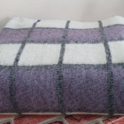 Одеяло шерстяное 50% 140*205 - Бело-серо-сиреневая клетка 4 О-1