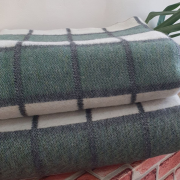 Одеяло шерстяное 50% 140*205 - Бело-серо-темно-зеленая клетка 2 О-1