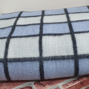Одеяло шерстяное 50% 140*205 - Бело-сине-темно серая клетка О-2