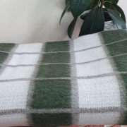 Одеяло шерстяное 50% 140*205 - Бело-зелено-бежевая клетка О-1