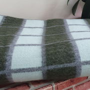 Одеяло шерстяное 50% 140*205 - Серо-бирюзово-зеленая клеткаО-1