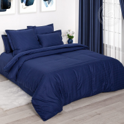 Постельное белье Зима-Лето из Бязи 1,5 спальное - Индиго (полоса)
