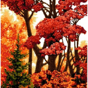Купон гобеленовый 117x35 - Багряный лес