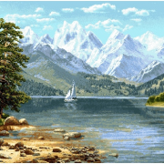 Купон гобеленовый 150x70 - Парусник среди гор