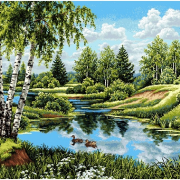 Купон гобеленовый 135x70 - Пейзаж с утками