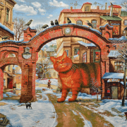 Купон гобеленовый 103x70 - Весна во дворе Е. Шишкин