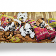 Наволочка гобеленовая 85x32 - Игривые щенки в корзине